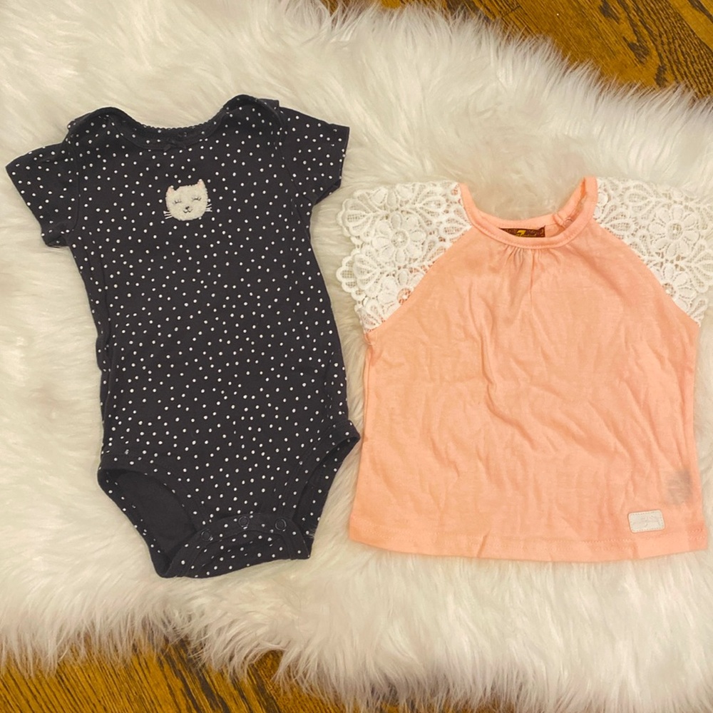 Cat gray onesies and lace t-shirt 12m